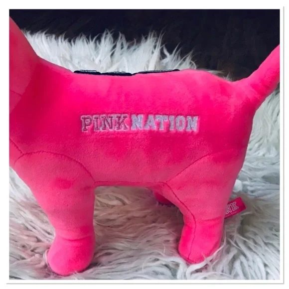 Victoria’s Secret PINK Plush Large Dog Hot Pink Embroidered Details - Picture 6 of 10